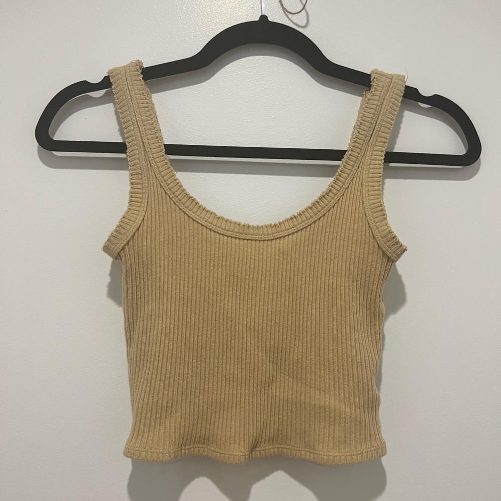Raw edge rib tank top